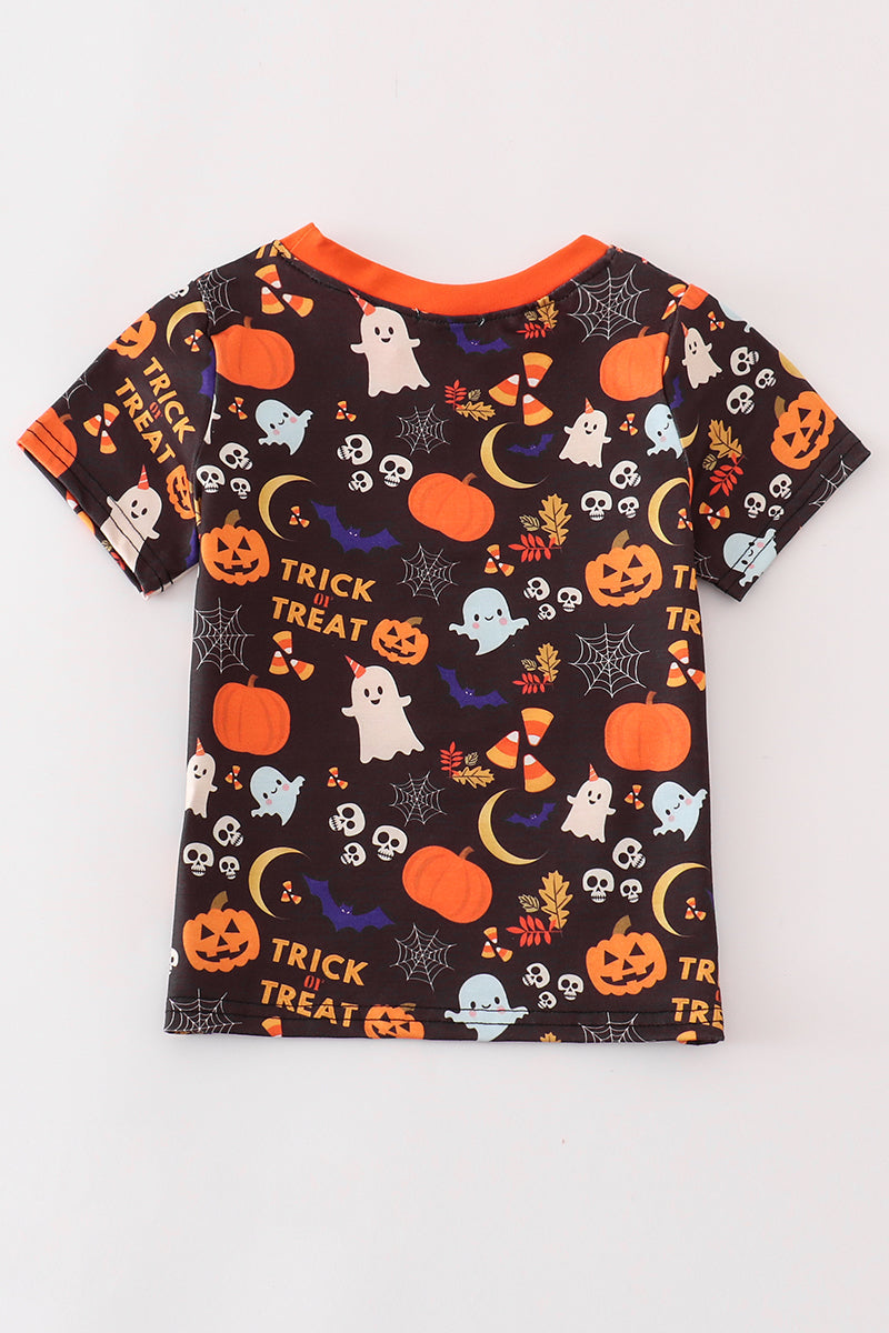 Abby & Evie Boy's Boutique Orange Trick Or Treat Halloween Candy Corn T Shirt Top Sibling Matching