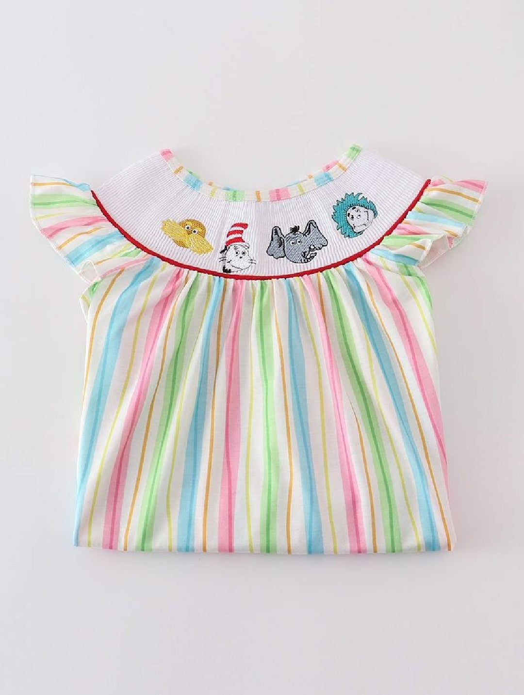 Girl's Rainbow Back To School Character BTS Embroidered Embroidery Two Piece Short Set Summer Sibling Matching
