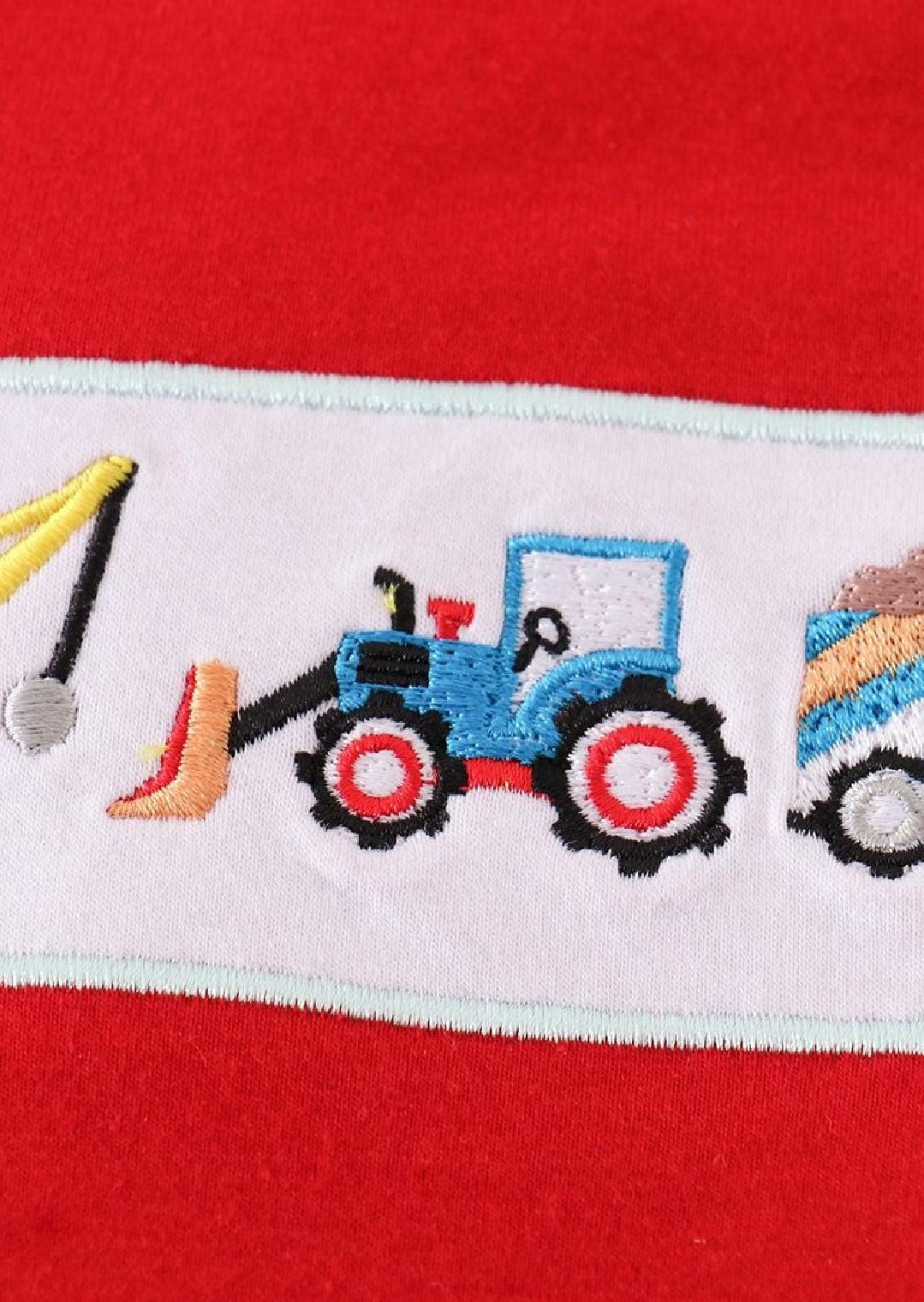 Boy's Boutique Blue Vehicle Truck Construction Two Piece Set Sibling Matching Summer Plaid Embroidered Embroidery
