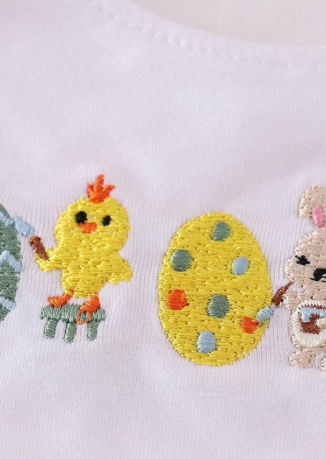 Boy's Boutique Yellow Bunny Egg Embroidered Embroidery Jonjon Romper Outfit Matching Sibling