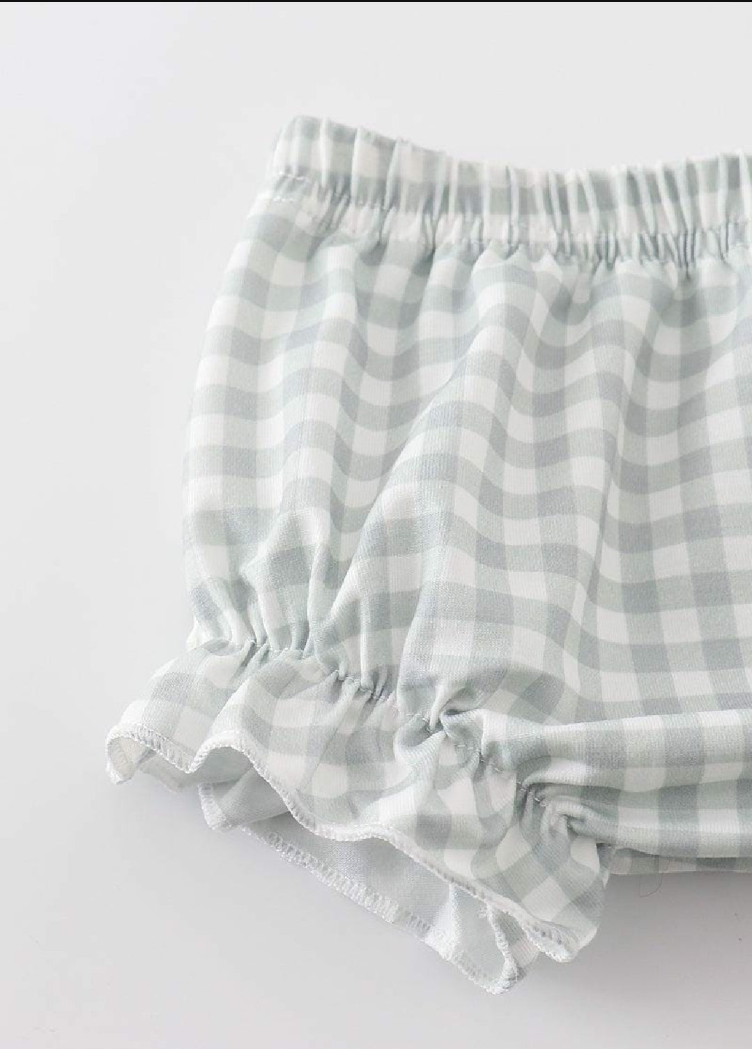 Girl's Boutique Sage Pastel Floral Harmony Girl Gingham Bloomer Ruffle 2 Piece Set Sibling Matching
