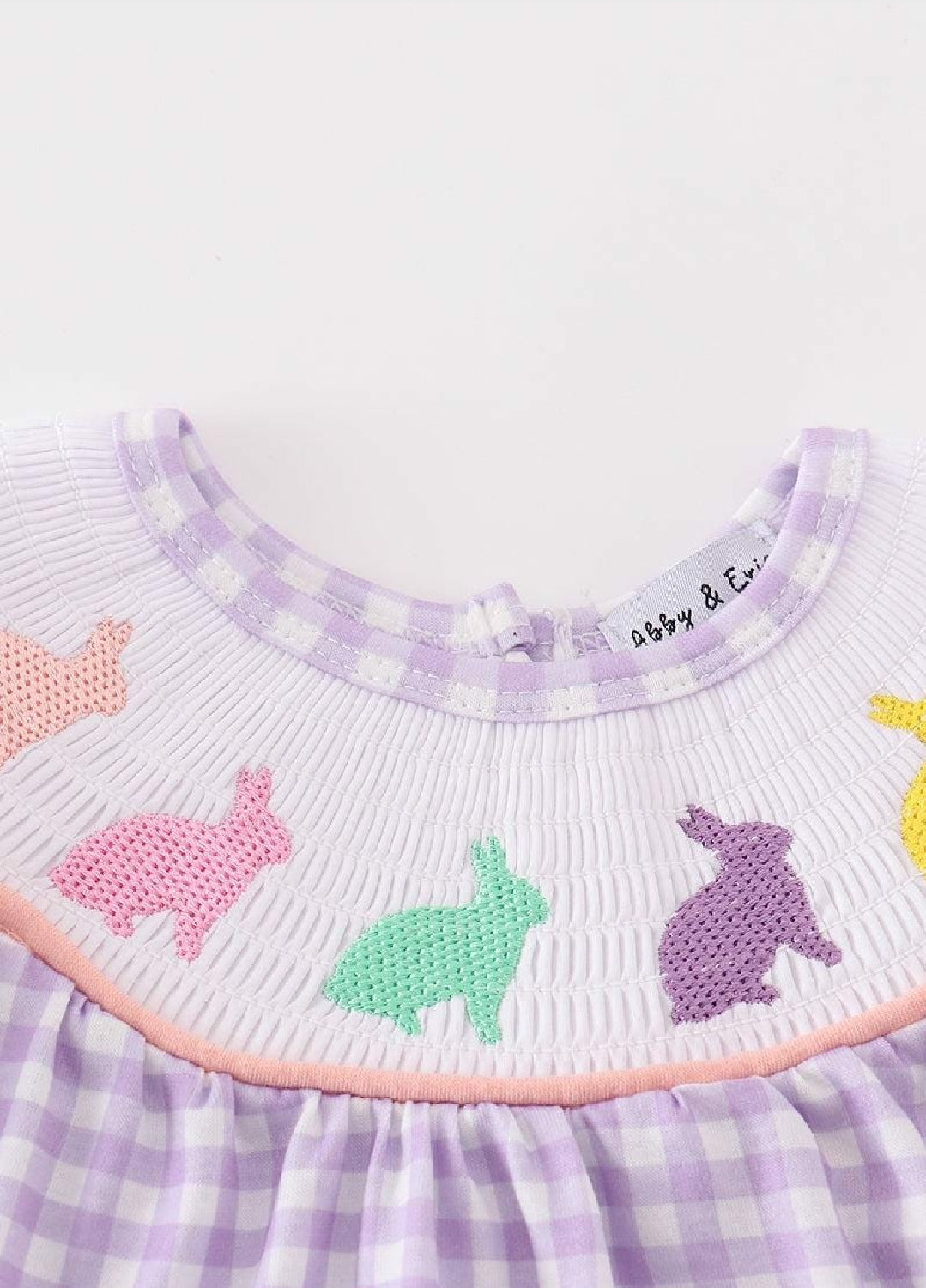 Girl's Boutique Purple Easter Bunny Smocked Embroidered Embroidery Bubble Romper Matching Sibling