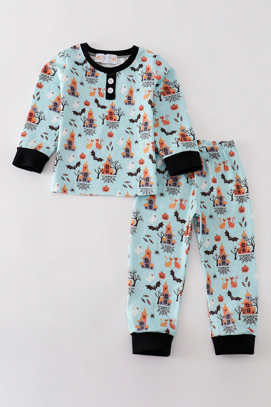 Boy's Boutique Blue Ghost Bats Halloween Lounge Set Matching Sibling
