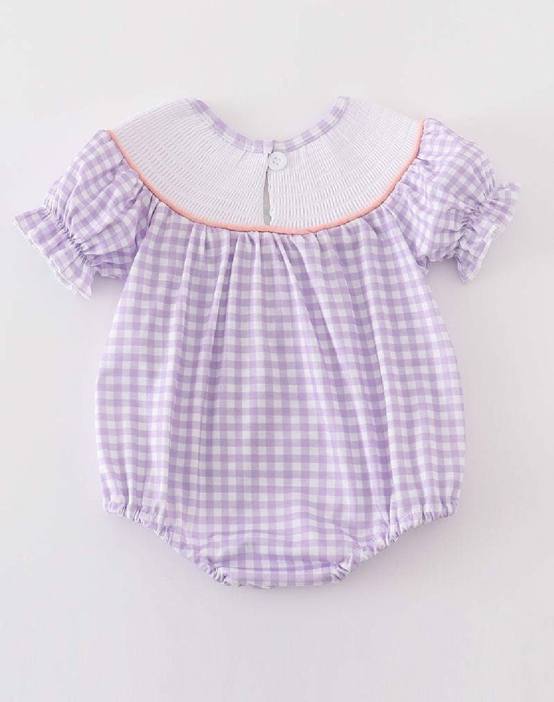 Girl's Boutique Purple Easter Bunny Smocked Embroidered Embroidery Bubble Romper Matching Sibling