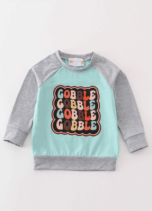 Boy's Boutique Gobble Turkey Thanksgiving Fall Boy Top T Shirt Matching Sibling