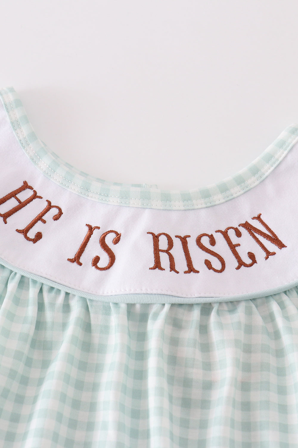 Abby & Evie Girl's Boutique Easter He Is Risen Applique Embroidered Embroidery Two Piece Short Set Outfit Matching Sibling