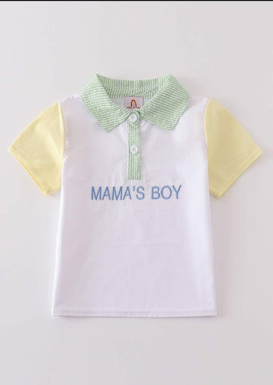 Boy's Boutique Premium Seersucker Easter Mama's Boy Embroidered Boy Top Matching Sibling