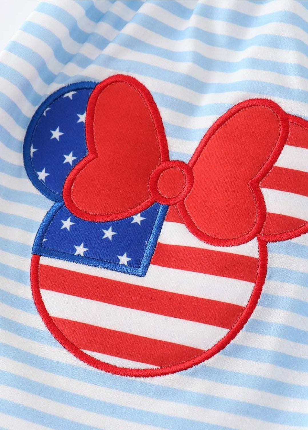 Girl's Boutique Patriotic Mouse Character Flag Red And Blue 2 Piece Set 4th of July Sibling Matching