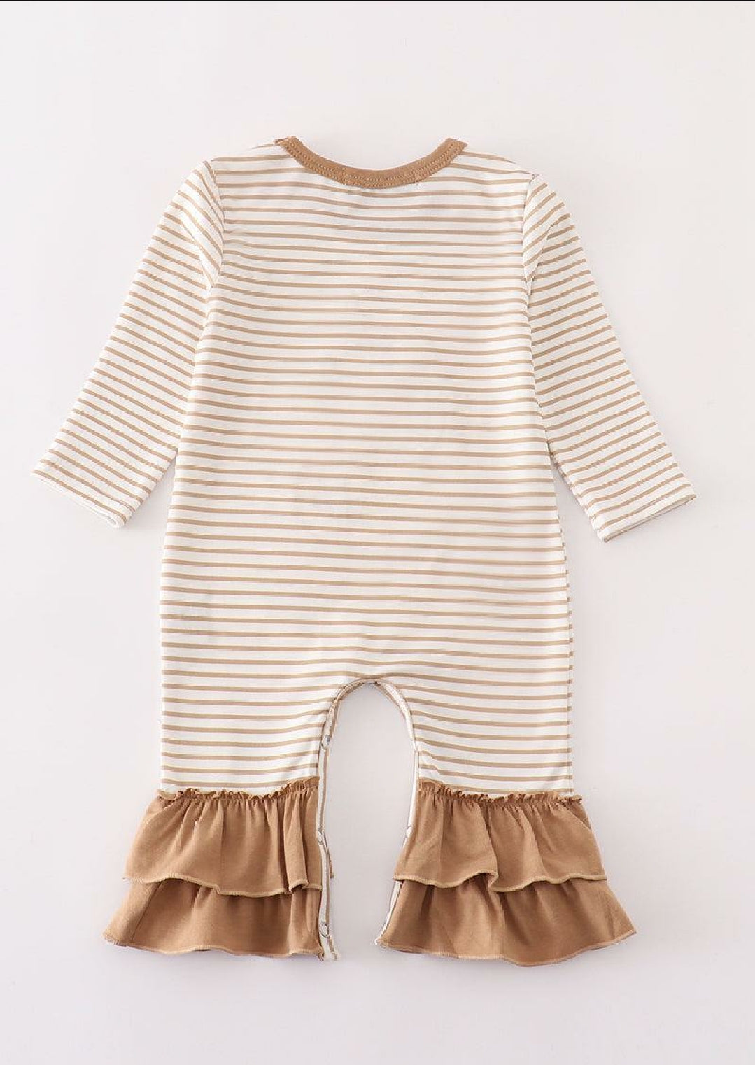 Girl's Boutique Cotton Halloween Pumpkin Khaki Stripe Applique Embroidered Boo Spider Romper Sibling Matching