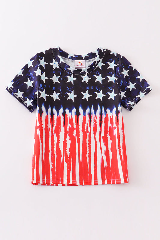 Boy's Boutique Patriotic Flag And Stars Summer T Shirt 4th Of July Matching Sibling