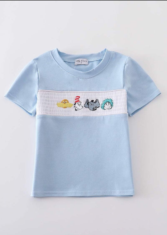 Boy's Rainbow Back To School Character BTS Embroidered Embroidery Top Summer Sibling Matching