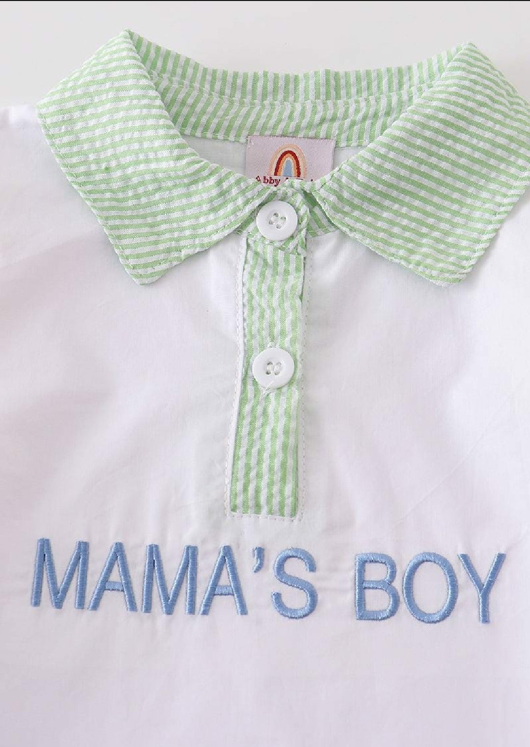 Boy's Boutique Premium Seersucker Easter Mama's Boy Embroidered Boy Top Matching Sibling