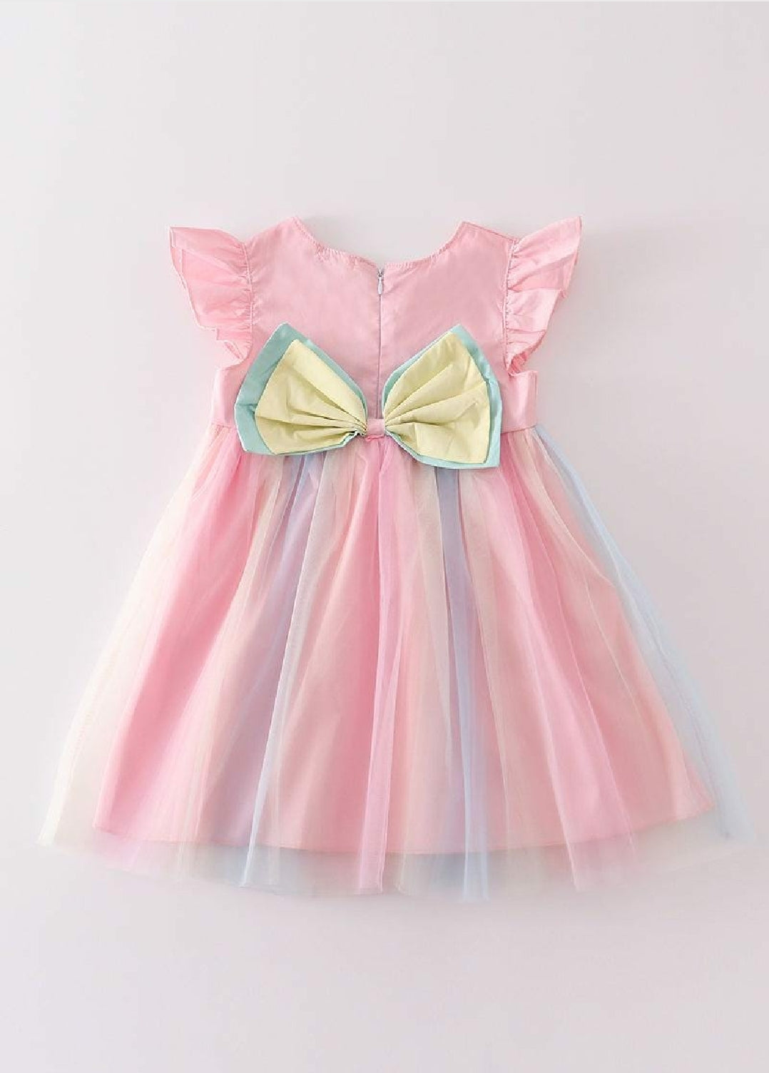 Girl's Boutique Rainbow Unicorn Ruffle Embroidered Embroidery Dress