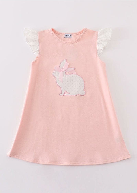 Girl's Boutique Easter Dot Bunny Dress Sibling Matching Embroidered Embroidery
