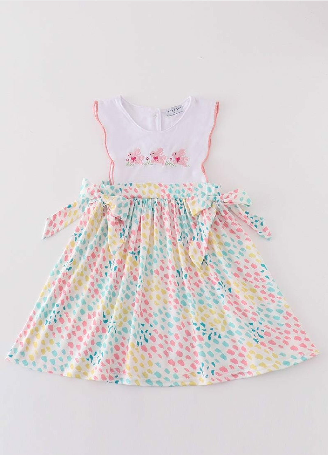 Girl's Boutique Pink Easter Bunny Leopard Applique Embroidered Embroidery Dress Matching Sibling