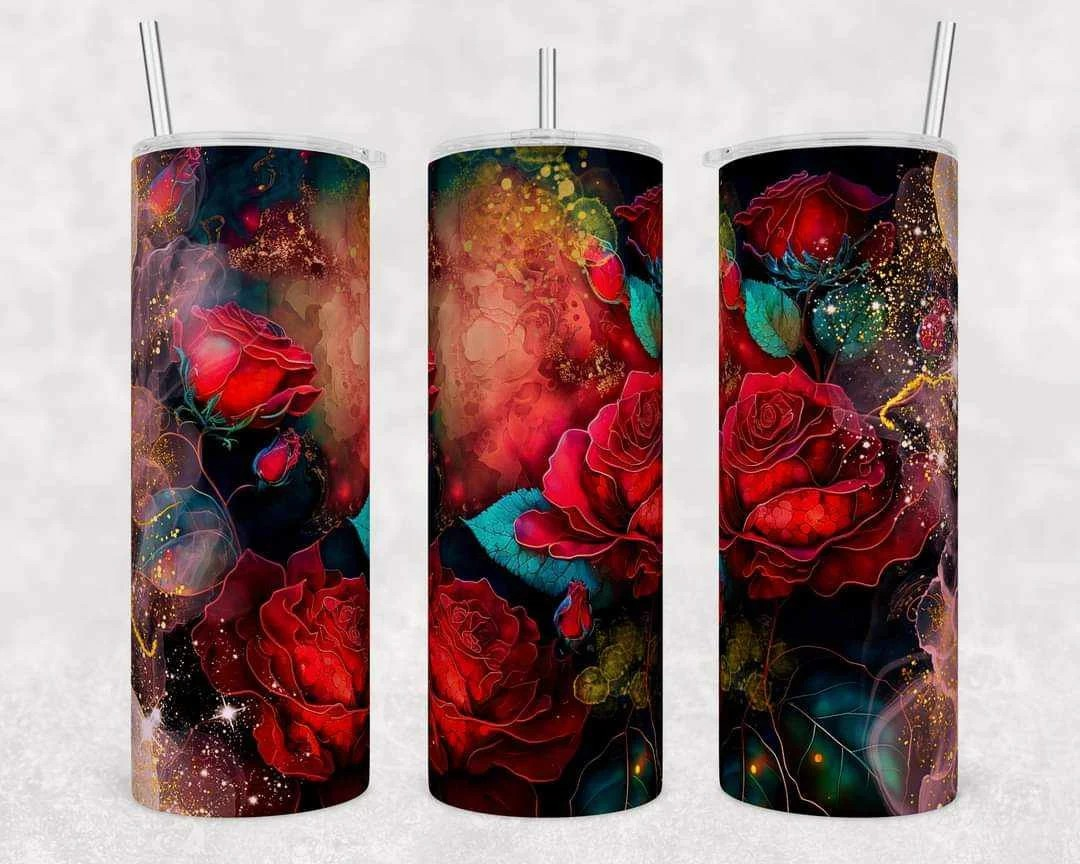 Multicolor Cosmic Rose Stainless Steel Tumbler