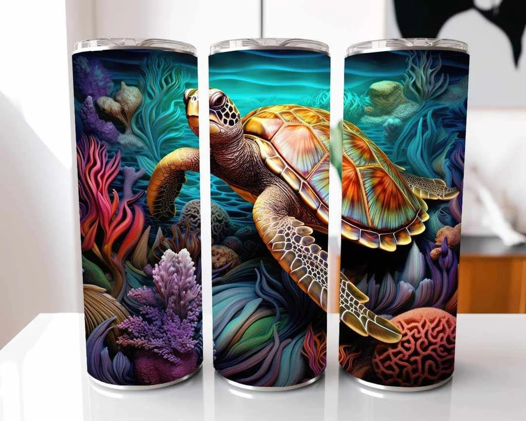 Multicolor Ocean Sea Turtle Stainless Steel Tumbler