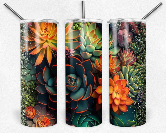 Multicolor Succulent Stainless Steel Tumbler