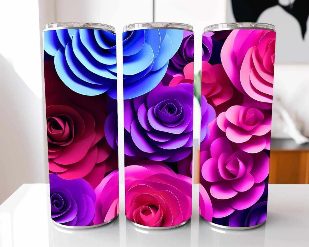 Multicolor Roses Stainless Steel Tumbler